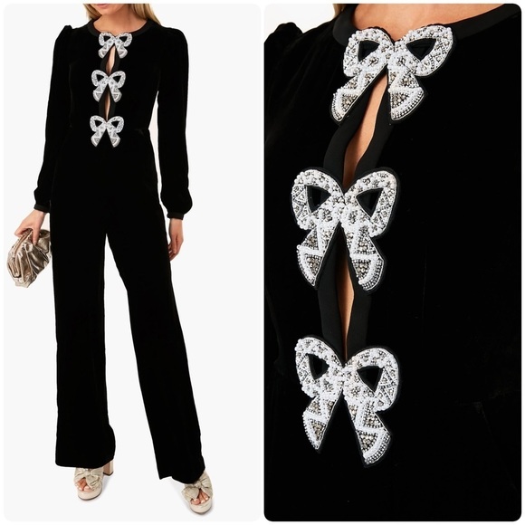 SALONI Pants - New Saloni Camille Bow Embellished Jumpsuit